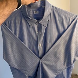 Mens Uniqlo Blue W/ White Stripe Dress Shirt
